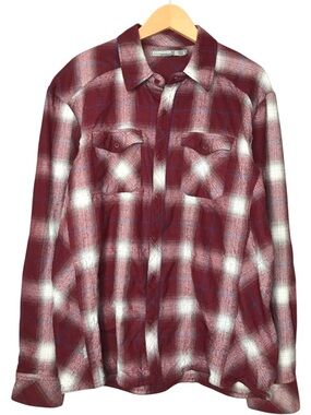 Icebreaker Lodge Burgundy Red Plaid Flannel Shirt Jacket Merino Wool Men's Large